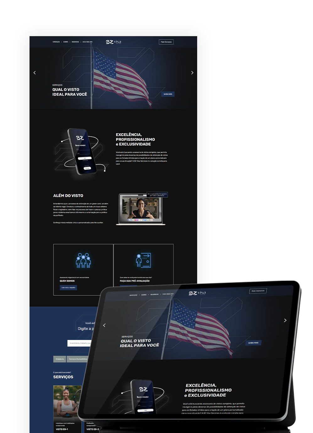 Criação de website em Curitiba - BZ Visa Services - Orlando - Flórida - Meon Marketing Digital
