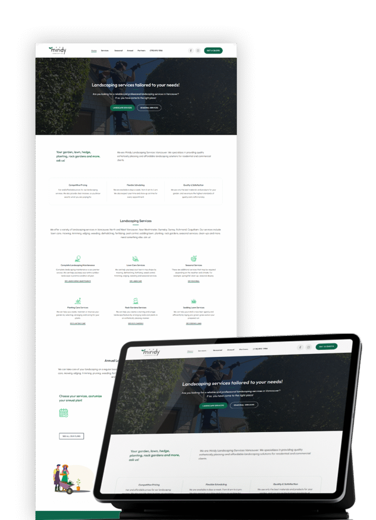 Criação de website em Curitiba - Miridy Landscaping - Vancouver - Canadá - Meon Marketing Digital